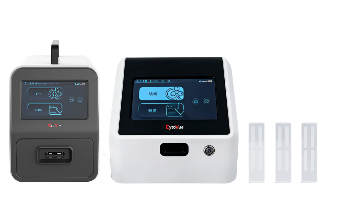 CytoVue SCC 台式与便携式机型及检测片组合图